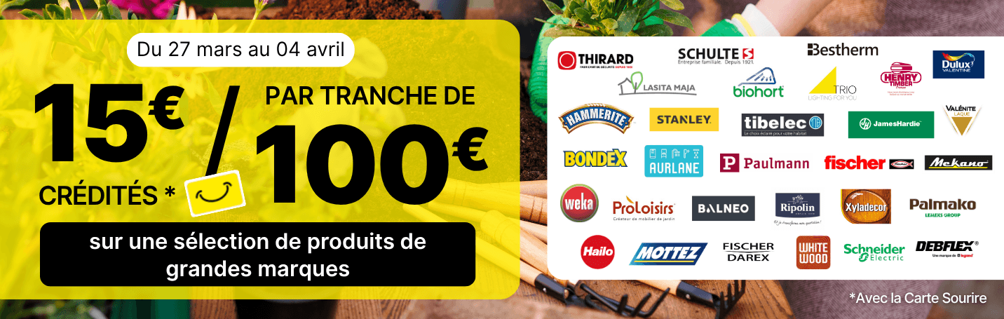 op&eacute;ration marques mars avril 2026 - 15&euro;/100&euro; 