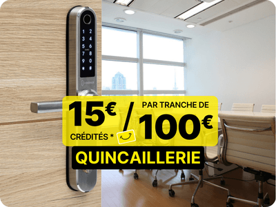 15 euros crédités tous les 100 euros d'achat sur une sélection de grande marques de quincaillerie