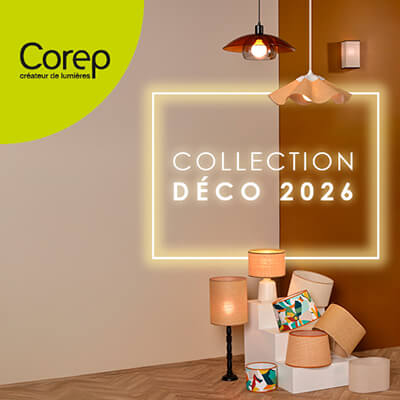 Présentation de la gamme de produits Corep éclairages intérieurs, éclairages extérieurs, éclairages techniques et ampoules LED et décoratives