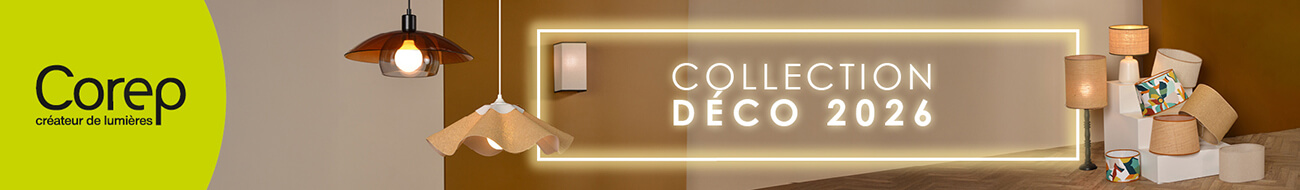 Présentation de la gamme de produits Corep éclairages intérieurs, éclairages extérieurs, éclairages techniques et ampoules LED et décoratives