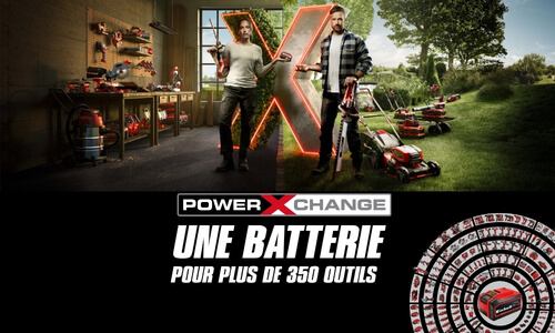 Présentaion gamme power x change marque EINHELL - une batterie pour 350 outils