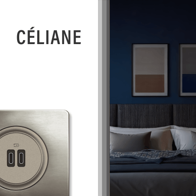 Gamme d'appareillages d'intérieur, gamme CELIANE, plaque de finition, interrupteur
