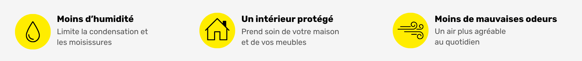 Les absorbeurs d'humidit&eacute; : r&eacute;duisent l&rsquo;humidit&eacute; et les mauvaises odeurs, prot&egrave;ge votre int&eacute;rieur et vos meubles, am&eacute;liore la qualit&eacute; de l'air