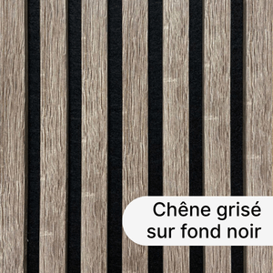 Panneau décoratif Decowall chêne grisé sur fond noir - Lot de 2 - 17 x 300 x 2600 mm - AJ TIMBER