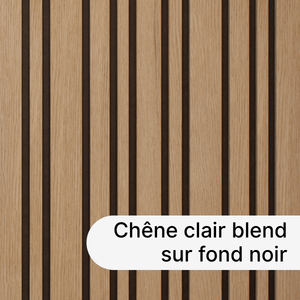 Panneau décoratif Decowall Blend chêne ivoire sur fond noir - Lot de 2 - 17 x 300 x 2600 mm - AJ TIMBER