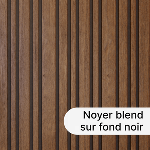 Panneau décoratif Decowall Blend noyer sur fond noir - Lot de 2 - 17 x 300 x 2600 mm - AJ TIMBER