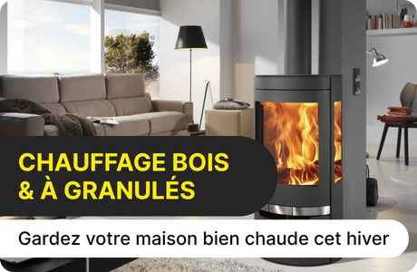 D&eacute;couvrez nos produits "Chauffage bois et &agrave; granul&eacute;s" pour garder votre maison bien chaude cet hiver
