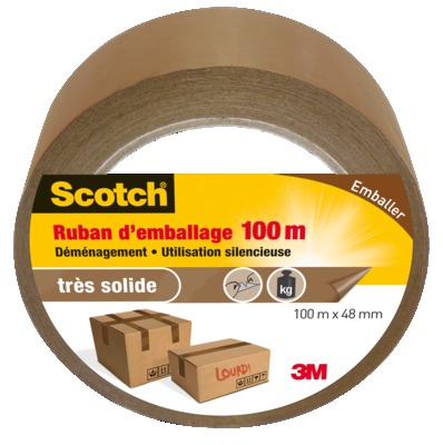 Scotch ruban d'emballage pour déménagement 100 m x 48 mm havane, 952490, Peinture et droguerie