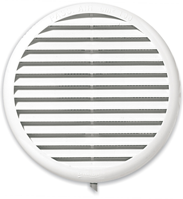 Grille ventilation ronde PVC blanc avec ressorts