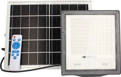 Projecteur LED 1500 lumens à charge solaire, avec détecteur de présence.  Panneau solaire déporté