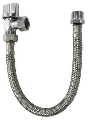 Robinet d'arrêt de WC avec flexible sortie mâle 3/8 L 30 cm, 1285764, Salle de bains et WC