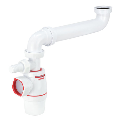 Siphon évier Gain De Place Wirquin - 40 Mm, Garde D'eau 50 Mm, Blanc - Pour Meubles De Cuisine Peu Profonds