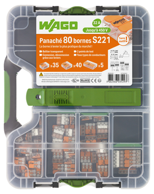 Mallette WAGO 80 pièces panachées S 221, 1398453, Electricité et  domotique