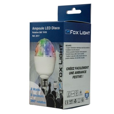 Ampoule LED disco rotative 3 W E27 FOX LIGHT, 1150529, Ampoule, luminaire  et eclairage