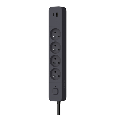 Multiprise Ecolor 3 prises avec interrupteur, noire/noire, 1,5m
