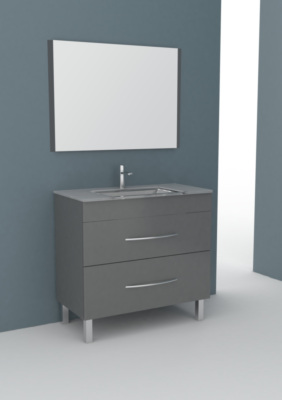 Meuble De Salle De Bain Avec Vasque Et Miroir City Gris L 900 Mm 1006081 Salle De Bains L Entrepot Du Bricolage