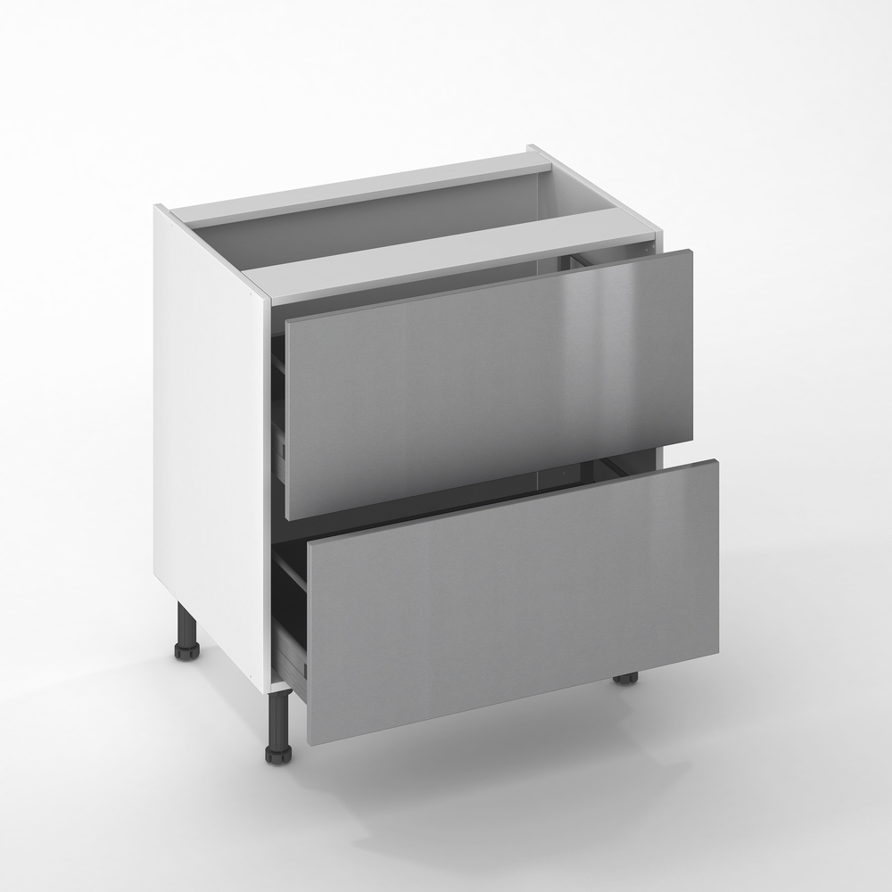 façade de cuisine 2 casseroliers gris aluminium 80 cm pour