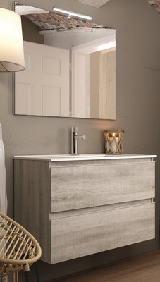 meuble de salle de bains aspect bois blanchi l 800 mm inglet egore