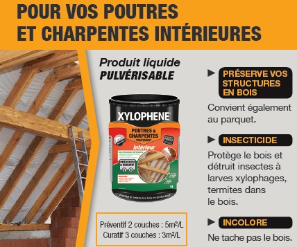 Traitement Du Bois Triple Action Poutres Et Charpentes Sans Odeur 5 L + 20  % Gratuit - Xylophene | 377948 | Peinture Et Droguerie | L'entrepôt Du  Bricolage