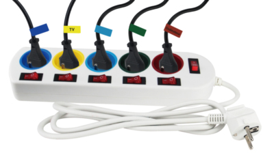 Multiprise avec interrupteurs individuels et général 5 prises 1,5m fixable  multicolor GAO, 1157992, Electricité et domotique