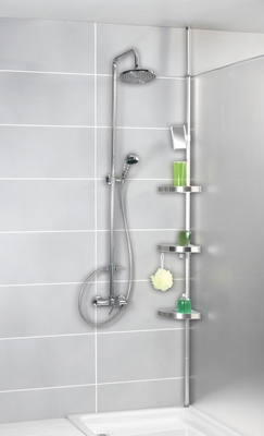 Étagère de douche télescopique 3 niveaux avec miroir Premium WENKO