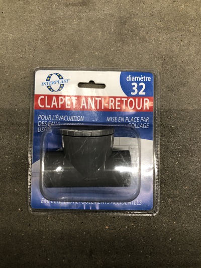 Clapet anti-retour PVC diamètre 32 INTERPLAST, 450211