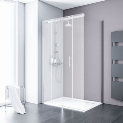 Paroi de douche latérale fixe 90x200 cm pour porte coulissante profilé chrome verre transparent 8 mm NewStyle Urban - SCHULTE