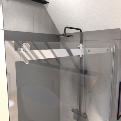 Porte de douche coulissante 120x200 cm profilé chrome verre transparent 8 mm Rolling - AURLANE