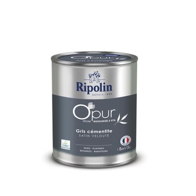 Peinture O'PUR Satin Gris CEMENTITE 0,5 L - RIPOLIN