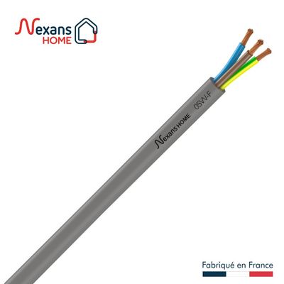 Câble électrique H05VV-F 3G6 mm² souple intérieur au mètre gris - NEXANS