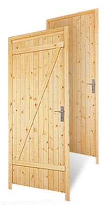 Porte de service sapin 200 x 80 cm poussant gauche