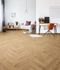 Sol stratifié bâton rompu décor chêne beige SUNDANCE ép 8 mm 12,6 x 63 cm AC5 compatible pièce humide paquet de 0,870 m² AJ TIMBER