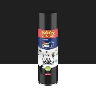 Bombe de peinture Noir Brillant 400 mL + 25% Gratuit - DULUX VALENTINE