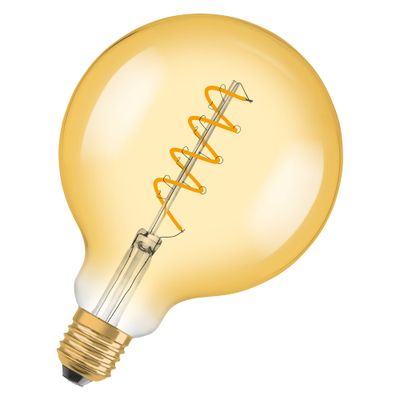 Ampoule LED globe 1906 filament spirale ambrée E27 5 W = 250 lumens blanc chaud OSRAM