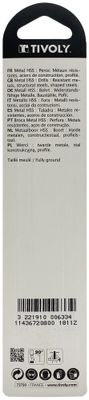 Foret métaux taillé meulé HSS -Revêtu STEAM -DIN338 -h8 -Pointe en croix court diamètre 8 mm TIVOLY