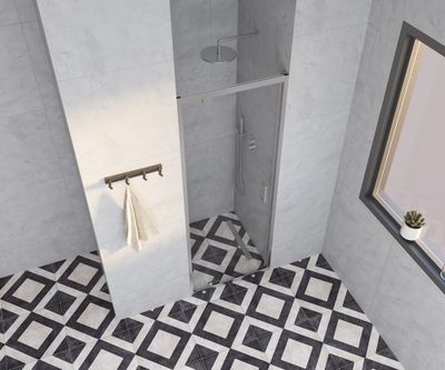Porte de douche pivotante 80x185 cm profilé chrome verre transparent 4 mm Primera - OCEA