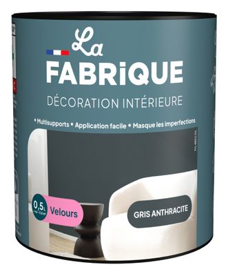 Peinture multi-support velours gris anthracite 0,5 L - LA FABRIQUE