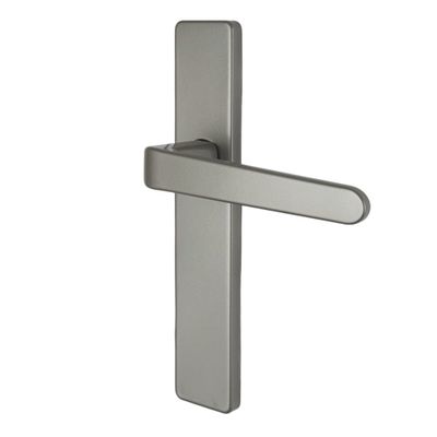 Poignées de porte sur plaques sans trou double entraxe Celio gris ALPERTEC