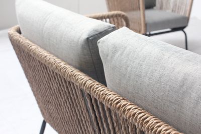 Salon de jardin CHRISTINA acier gris imitation rotin 7 places
