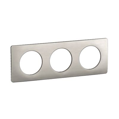 Plaque de finition 3 postes Aluminium satiné - Céliane LEGRAND
