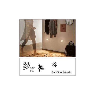 Spot LED encastrable mural avec détecteur de mouvement crépusculaire rond blanc- PAULMANN