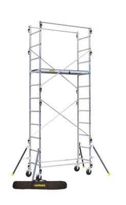 Échafaudage roulant aluminium QUAD'UP - Hauteur 4m70 - Spécial jardin et escalier avec sac de rangement - CENTAURE