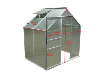 Serre jardin en aluminium et en polycarbonate 1 fenêtre de toit 2,39 m², Livraison à domicile incluse - HABRITA
