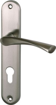 Poignées de porte sur plaques à cylindre Urbaine aluminium métal nickel mat ALPERTEC