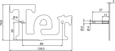 Lettre Ter à visser hauteur 80 mm inox THIRARD