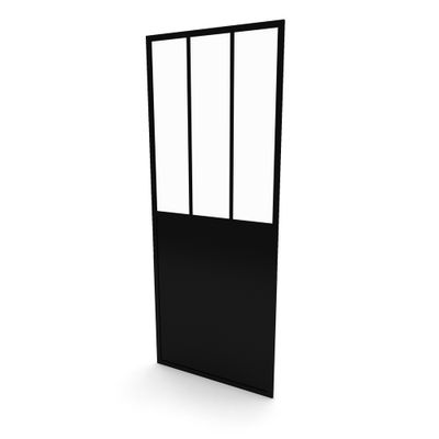 Paroi de douche latérale fixe 90x200 cm profilé noir verre transparent 5 mm Fabrik - AURLANE