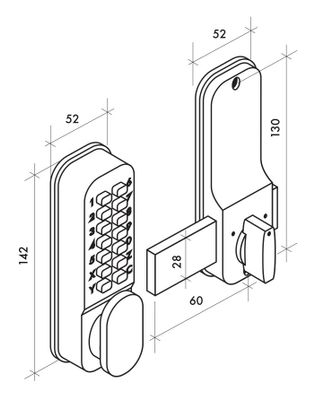 Verrou de porte à combinaison avec pêne dormant en applique THIRARD