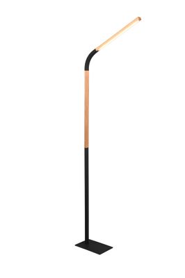 Lampadaire LED Norris noir et bois 1400 lumens blanc chaud - TRIO