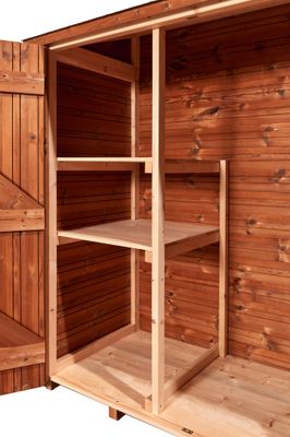 Abri mural de rangement grand volume avec étagères bois traité très haute température, Livraison à domicile incluse - HABRITA