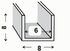 Profilé U aluminium anodisé incolore 8 x 8 x 8 x 1 mm intérieur 6 mm 1 m CQFD